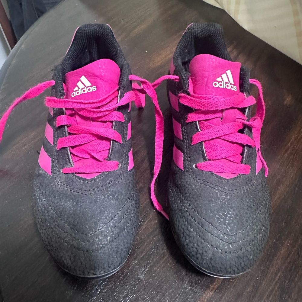 Adidas Kids Black and Pink Soccer Cleats